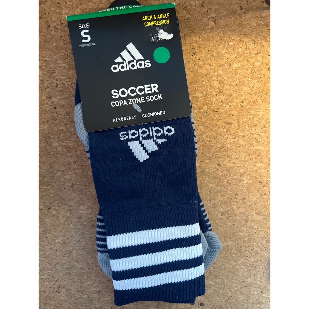 Adidas Copa Zone Cushion IV Soccer Socks Navy Blue Grey Kids Small 5147292B